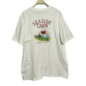Tommy Bahama Relax Tshirt Seaside Cabin Men Size L White Red Wine Drink Camper